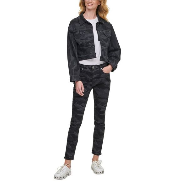 Dkny Jackets & Coats Dkny Womens Camo Jean Jacket Black Nwt Poshmark